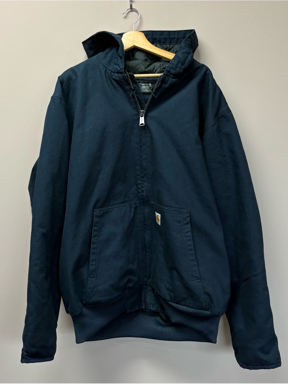 NWT XL Tall Carhartt Blue Hooded Insulated Puffer ranch style, hooded zip up